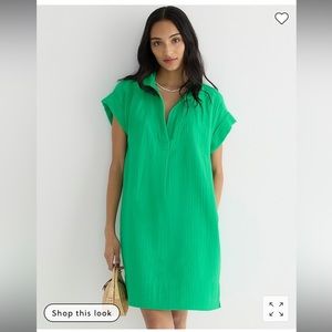 J. Crew V-neck shirtdress in soft gauze, Small Tall (36.5 in) Summer Green, NWT